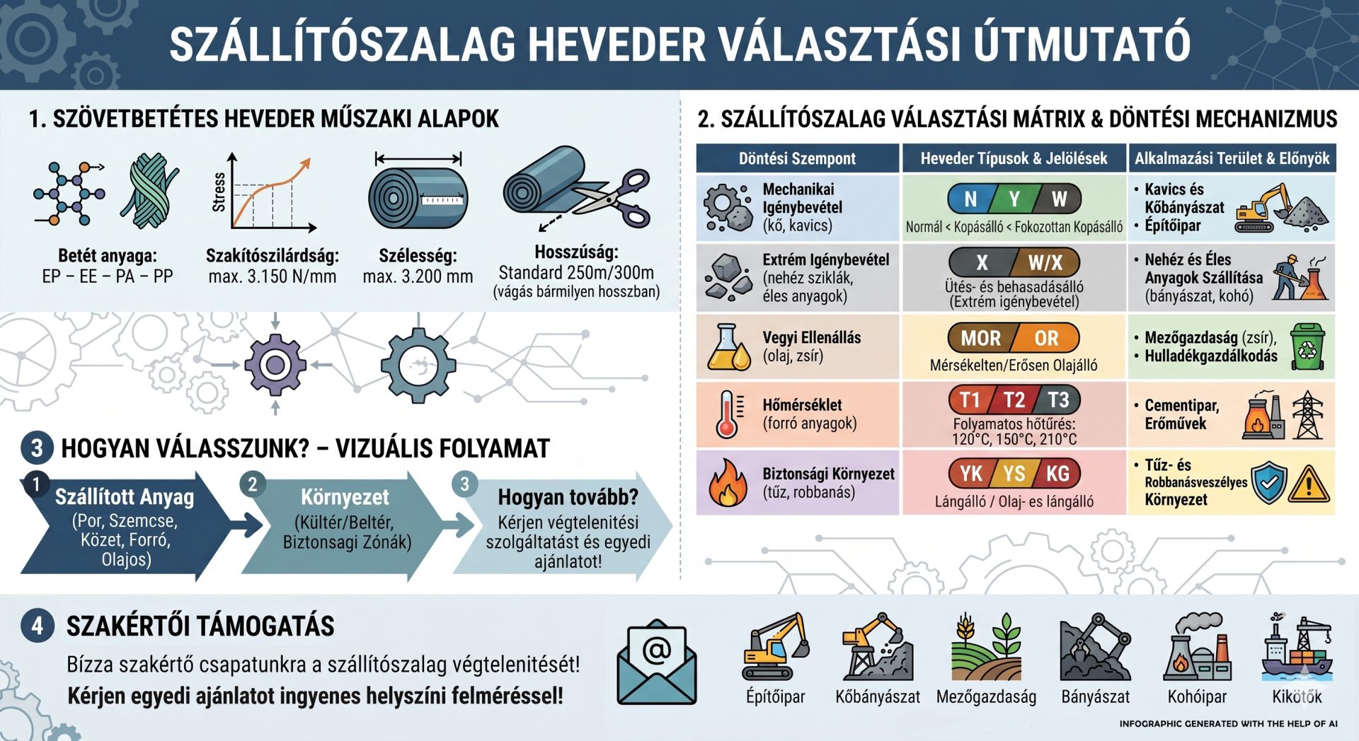 Szállítószalag választási szempontok